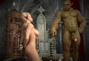 3d Elf Orc Sex - Big green orc whips his cock out and presents it to an elf | Porncraft 3d