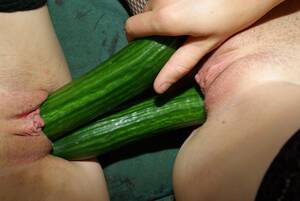 double cucumber sex - Two cucumbers in pussy - porn photo
