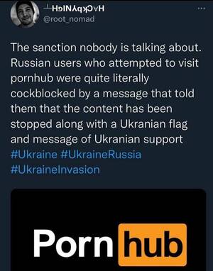 Banned Ukrainian Porn - PornHub service has banned access to the site for users from Russia. Now,  those who want to pass the time, instead of porn, they see Ukrainian flags,  words of support for Ukraine. :
