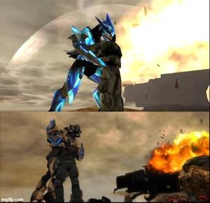 Halo Elite Fucks Human Porn - So I just noticed this. In the legendary ending cut scene for CE, if you  watch the original, the Elite grabs Johnson's butt, whereas in the  remastered version, they switched it so