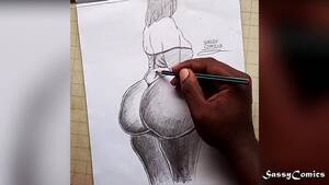 Ebony Drawing Porn - Porn Video - BIG ASS EBONY MILF WEARING THONG || Comic Drawing