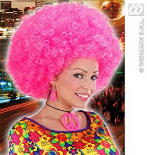 Catholic Schoolgirl Porn - Ladies Massive Neon Pink Afro Wig 70S 80S Disco Nu Rave Fancy Dress