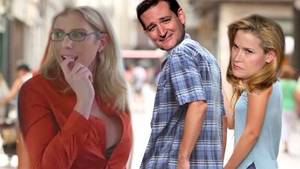 Actress Porn Memes - A meme of Ted Cruz checking out an adult film actress