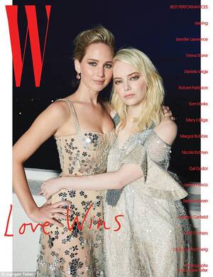 Emma Stone Porn Captions - Jennifer Lawrence and Emma Stone feature in W magazine | Daily Mail Online