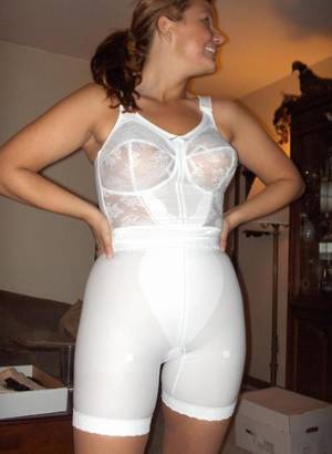 Amateur Panty Girdle Porn - White High Waist Long Leg Panty Girdle and White Longline Bra