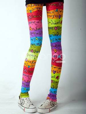 Bright Socks Porn - Lovely Colorful Polyester Spandex Womens Leggings for a Lisa Frank costume!