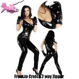 black halloween porn - halloween costumes for women Porn Low Bosom Performance disfraces Slim Fit  Black PU Onesie Fantasia cosplay