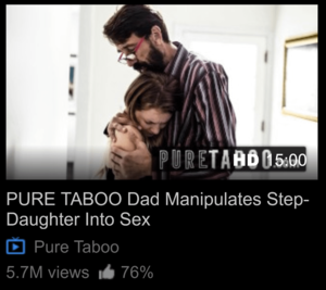 Blackmail Taboo Porn - Please can society start to ask questions about why this is okay, why the  6th most-used website in the world (Pornhub) has this on their website and  promotes this channel to their