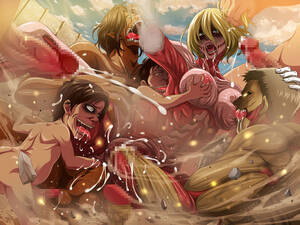 Attack On Titan Female Titan Porn - Rule 34 - 1girls 6boys anal anal fisting annie leonhardt arigase shinji  armored titan attack on titan attack titan biting breast blonde hair blue  eyes breast grab breasts censored cum cum in