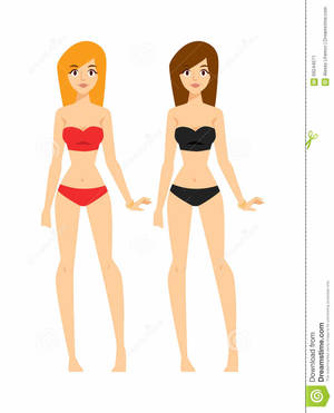 free cartoon naked girls - Happy blonde and brunette women beauty attractive nude girls in underwear  cartoon character vector.