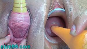 lesbian licking cervix - Lesbians Peehole Fucking & Cervix Penetration with vegetables