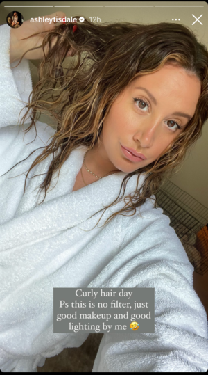 Ashley Tisdale Porn Captions - Ashley Tisdale reveals natural curly hair texture in selfie