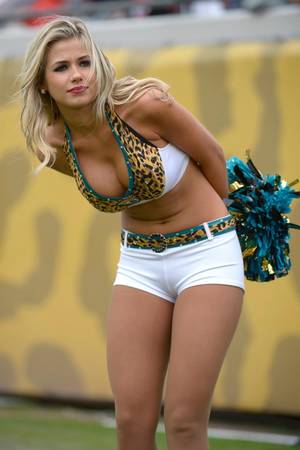 nfl cheerleaders nude upskirt - A Jacksonville Jaguars cheerleader performs during the second half of an NFL  football game against the Buffalo Bills in Jacksonville, Fla.