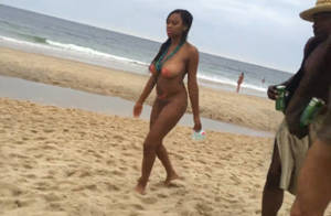 ebony public beach - Busty ebony girl nude beach walk HOT VIDEO