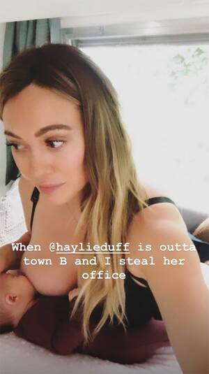 hilary duff huge lactating breasts - Aw! Hilary Duff Shares a Photo of Herself Breastfeeding Baby Banks