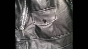 black leather cum - Cum on jacket leather my step sister - XVIDEOS.COM