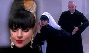 lady gaga spanking - Lady Gaga as a nun gets spanked by Jean-Paul Gaultier in new TV documentary  | Daily Mail Online