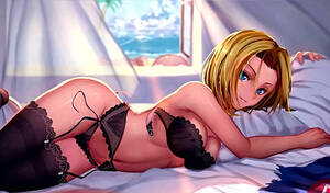 animated naked blondes - Sexy blonde in stockings Android 18 seduces naked body in the bedroom
