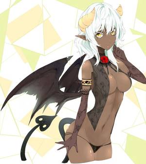 Brown Skin Anime Porn - :o armlet breasts colored eyelashes cropped legs dark skin demon girl demon  tail demon wings elbow gloves gloves horns large breasts long hair navel ...