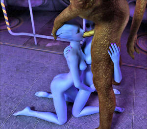 Blue Alien - Stunningly beautiful blue alien babes sucking on a huge monster schlong |  Porncraft 3d