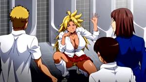 blonde gang bang hentai - Gangbang for Horny blonde schoolgirl with giant tits in Hentai video
