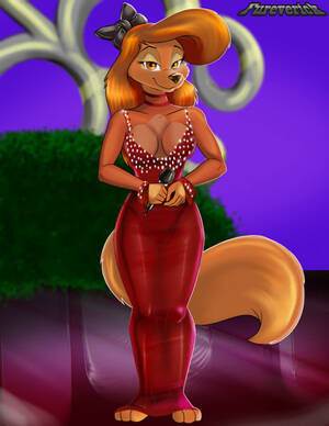 Anthro Fox And The Hound Porn - 80517 - safe, artist:fureverick, dixie (the fox and the hound), canine,  dog, mammal, anthro, digitigrade anthro, disney, the fox and the hound,  2021, bedroom eyes, black nose, breasts, clothes, digital art, dress,