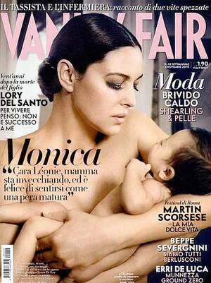 Monica Bellucci Porn - Naked Monica Bellucci with newborn on mag cover - Rediff.com