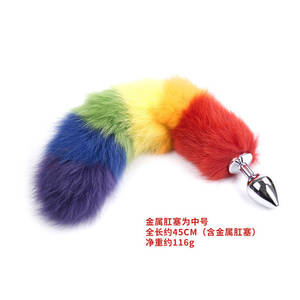 Fur Sex Toys - Long colorful fox tail anal stainless steel anal plug metal dildo anal plug  anal dildos toys