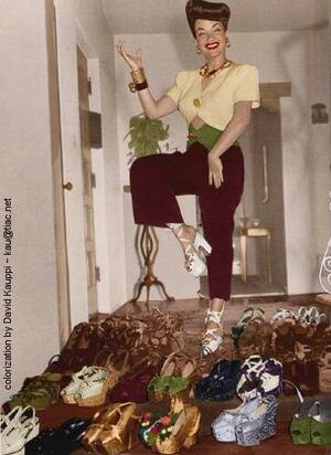 40s War Porn - Carmen Miranda with her shoe collection | 40s outfits, Chic shoes, Carmen  miranda