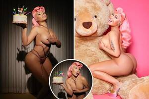 Nicki Minaj Porn Captions - Nicki Minaj goes FULLY NUDE and straddles a giant teddy bear in raunchy pics  to celebrate her 39th birthday | The US Sun