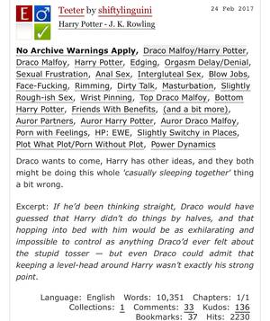Drarry Harry Potter Sex Porn - Teeter by shiftylinguiny