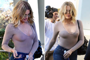 birthday nipples - Khloe Kardashian flashes her nipples in nude bodysuit during family cinema  trip for mum Kris Jenner's birthday