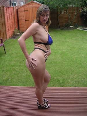 big tit british milf in thong - mature wife with big breasts in thong bikini