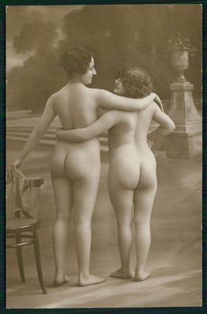 1920s French Nude Porn - French nude Lesbian Butt rear pose woman original c1910-1920s photo postcard