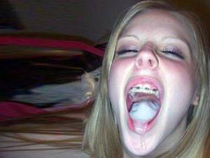 college girls cum in mouth - amateur teen with braces gets mouth filled with cum