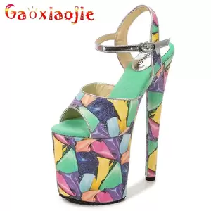 Buty Na Obcasach - Buty na cienkich wysokich obcasach sandaÅ‚y na platformie 20CM buty na  wysokim obcasie damskie na szpilce Model sandaÅ‚y na wybiegu Sexy klub nocny  cekinowe obcasy z tkaniny - AliExpress