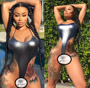 Chyna Black Pussy - Blac Chyna flaunts her curves as she poses in a very daring high-rise  silver swimsuit (Photos)