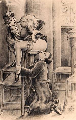 femdom facesitting illustrations - Initiations voluptueuses (1939) par Gladys de Rosemont. Tirage Ã  500  exemplaires. 10 illustrations libres (fÃ©tichisme, gode-ceinture, etc.)