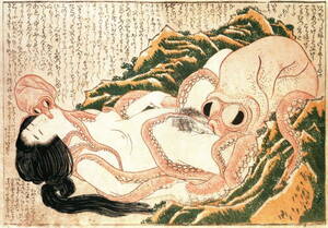 Japanese Live Tentacle Sex - The Dream of the Fisherman's Wife, a design by Hokusai of 1814 depicting a  woman having sex with two octopuses.