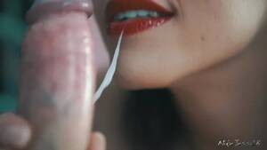 erotic lipstick blowjob - Girl with red lipstick gives astonishing erotic blowjob and tastes cum