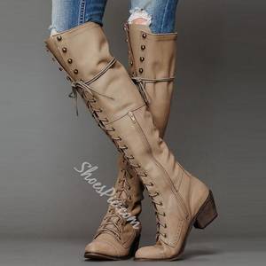 Flat Boots - Jeffery Campbell - Joe Lace Up Boot - Beige - Free People Clothing Boutique