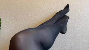 black legs feet - Sexy legs and feet in black nylon pantyhose Porn Video - Rexxx