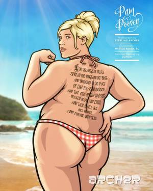 Archer Pam Porn - Our forever Pam Poovey is bringing the bear claw beach body to Hollywood.  Archer's back for a new season on FX.