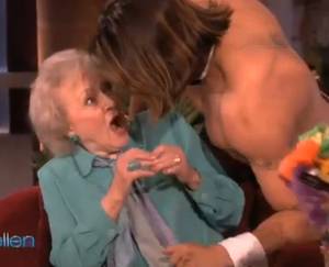 Betty White Porn Captions - betty white as she notices the male striper dancing for her