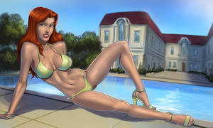 cartoon jean grey nude - Jean from X-men Evo by the pool. Jean by the pool