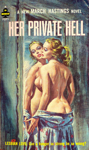 boob covers - Lastly Paul Rader's fantastic cover for Her Private Hell (Midwood, 1963),  featuring a really innovative use of side-boob.