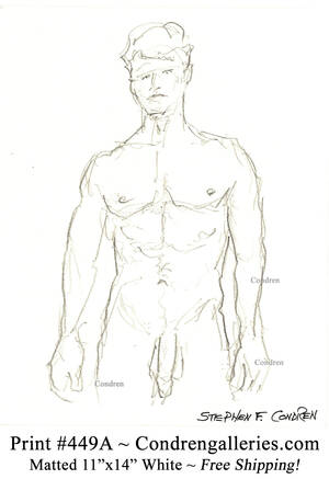 Big Dick Porn Pencil Drawings - Nude Gay Male (699Z) Holding Large Penis Drawing â€¢ Condren Galleries