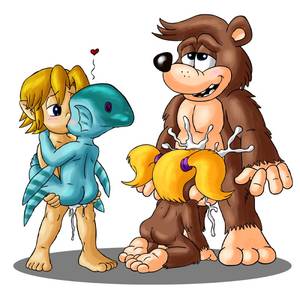 Banjo Kazooie Porn - e621 anthro banjo-kazooie banjo_(banjo-kazooie) bear blonde_hair brown_fur  butt cub