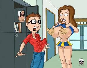 American Dad Cheerleader - Steve about to lost his mind when finally after many tries he gets to see  the head cheerleader's massive tits and enormous nipples! â€“ American Dad  Porn