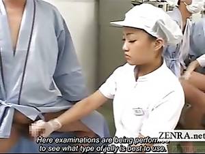 japanese condom porn - Subtitled CFNM Japan condom laboratory handjob research